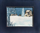 Tablou &ndash; pictură cu peisaj de iarnă, Peisaje, Ulei, Abstract