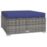 Suport picioare de gradina cu perna,gri,70x70x30 cm ,poliratan