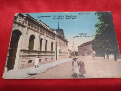 CARTE POSTALA LICEUL MIHAI VITEAZUL ALBA IULIA CIRCULATA 1929 foto