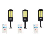 Set 3 Lampi Solare BZRSH 6COB 96 LED, 50W, 3 Moduri Iluminare, Senzor Miscare, Telecomanda, Rezistent la Apa IP65