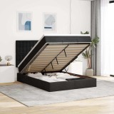 VidaXL Cadru de pat otoman cu saltele, catifea neagră 140x190cm