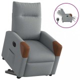 Cumpara ieftin Fotoliu electric rabatabil cu ridicare, gri deschis, textil