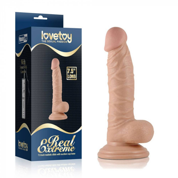 Vibrator Realistic Cu Ventuza Real Extreme Dildo, Natural, 19 cm