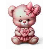 Figurina Ursulet Roz pentru Decor Botez Fetița