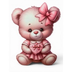 Figurina Ursulet Roz pentru Decor Botez Fetița