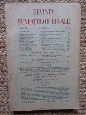 Revista Fundatiilor Regale - Anul IX 1IUNIE 1942 Nr. 6 foto