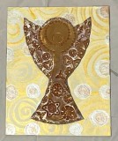 Tablou ceramic in relief pe panza pictata unicat facut de mana omului 30/24