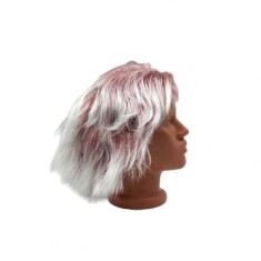 Perucă Damă pentru Carnaval, Păr Scurt, Alb-Rosu