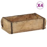 Tăvi, 4 buc., 30x15x9 cm, lemn masiv reciclat