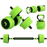 SPORTNOW Set de 4 in 1 cu Gantere 20 kg reglabile Gantera si bara de tractare Kettlebell si manere pentru flotari Verde | Aosom Romania