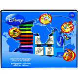 Cumpara ieftin Set educativ cu stampile Geografia Disney 23 piese, 7 stampile, tus, 12