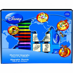 Set educativ cu stampile Geografia Disney 23 piese, 7 stampile, tus, 12