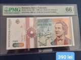 1.000lei din 1991 PMG66EPQ serie cu punct.