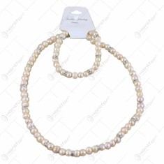 Set colier si bratara din perle sidefate Fashion Jewelery