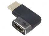 Adaptor HDMI 90&deg; HDCP 2.2 Argintiu, Goobay