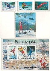 Coreea de Nord 1983 Mi 2387/89 + bl 149/50 MNH - JO de iarna 1984, Saraievo (I)