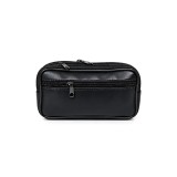 Cumpara ieftin Borseta de curea barbati din piele naturala neagra, 16 x 9 cm, 3 buzunare fermoar, Magrot 26059