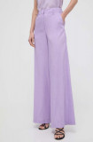 Cumpara ieftin Silvian Heach pantaloni femei, culoarea violet, lat, high waist