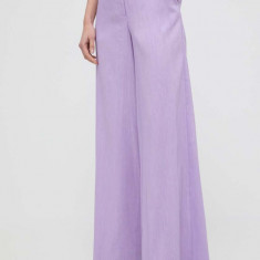 Silvian Heach pantaloni femei, culoarea violet, lat, high waist