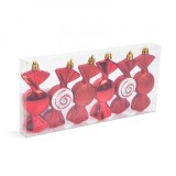 Set decor brad - bomboane rosii - 10 x 3,6 cm - 6 buc/set Best CarHome, Oem