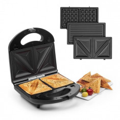 Klarstein Trilit 3 v 1, sandwich-maker, 750 W, placi de gratar, LED, suprafa?a antiaderenta, negru foto