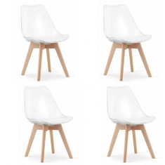 Set 4 scaune bucatarie/living, Artool, Mark, PP, lemn, transparent, 49x42x82.5 cm