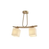 Cumpara ieftin Lustră Klausen Goldie 2 Classic Chic, 2xE27, Design Metal Auriu Sticlă Albă, 42x42x10cm, Corp Iluminat Interior Elegant pentru Living Dormitor