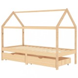 Cumpara ieftin Cadru de pat copii, cu sertare, 90 x 200 cm, lemn masiv de pin
