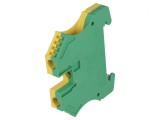 Conector Șine 6mm2 1 Pista 2 Borne Galben-Verde TS35