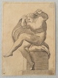 Adamo Scultori &quot;Studiu dupa Michelangelo&quot; gravura cca 1547-1587, Religie, Cerneala, Altul
