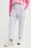 adidas pantaloni de trening culoarea violet, cu imprimeu, IS0907