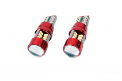 Set becuri auto cu LED CANBUS compatibil T10e W5W 27 SMD Alb 12V/24V, destinat foto