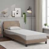 VidaXL Cadru de pat cu tăblie, cappuccino, 80x200 cm, piele ecologică