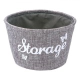 Coș Depozitare Textil, Model Gri, Diametru 18cm, &Icirc;nălțime 11cm, Capacitate 0,47L, Oem