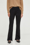 Weekend Max Mara pantaloni femei, culoarea negru, drept, high waist