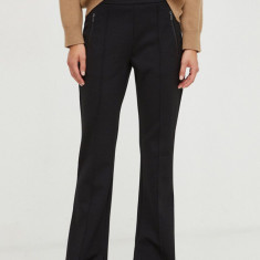 Weekend Max Mara pantaloni femei, culoarea negru, drept, high waist