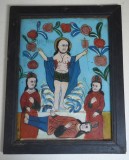 &quot;Invierea Domnului&quot; icoana pe sticla de Gherla sau Nicula sfarsit de secol XIX