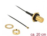 Cablu antena RP-SMA Jack Bulkhead &gt; MHF IV/ HSC MXHP32 compatible plug 200 mm thread length 9 mm splash proof, Delock 12460