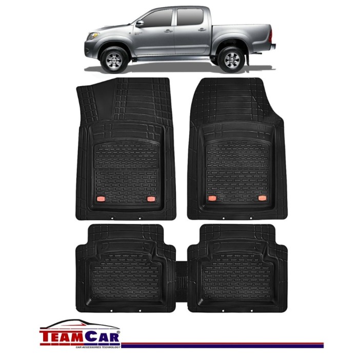 Covorase Auto TeamCar&reg; Tip Tavita Compatibile Toyota Hilux VII (2005-2015) Negru Material Rezistent