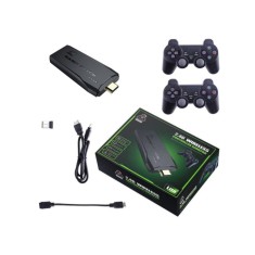 Consola jocuri video retro, ABS, 2.4G wireless, 64GB, pentru TV, suporta pana la 9 emulatori, HDMI, Negru