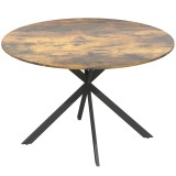 HOMCOM Masă rotundă pentru 4 persoane, masă de bucătărie &icirc;n stil industrial cu picioare din oțel, pentru sufragerie, bucătărie, Maro rustic | Aosom Ro