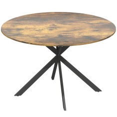 HOMCOM Masă rotundă pentru 4 persoane, masă de bucătărie &icirc;n stil industrial cu picioare din oțel, pentru sufragerie, bucătărie, Maro rustic | Aosom Ro