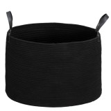 HOMCOM Coș pentru Rufe de 88L, Portabil și Pliabil cu M&acirc;nere, Coș de Rufe din Bumbac Natural, &Oslash;56x35,5 cm, Negru | Aosom Romania
