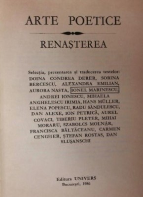 ARTE POETICE - RENASTEREA foto