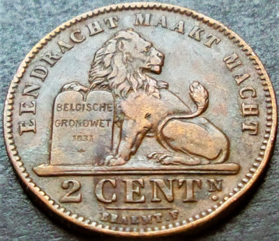 Moneda istorica 2 CENTIMES - BELGIA, anul 1911 *cod 2118 B - DER BELGEN foto