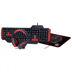 Set gaming 1x Tastatura, 1x Mouse, 1x Casti, 1x Mousepad, Gembird GGS-UMG4-02, cu cablu, negru, EN layout