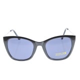 Ochelari de soare cat-eye cu lentile albastre si rame negre