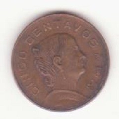 Mexic 5 Centavos 1973, small type -Josefa Ortiz de Dom&amp;iacute;nguez foto