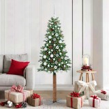 VidaXL Brad de Crăciun subțire Verde 180 cm PVC și lemn de PIN masiv 3394869