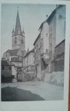 Carte postala, Sibiu, vechea primarie si biserica protestanta, perioada interbelica
